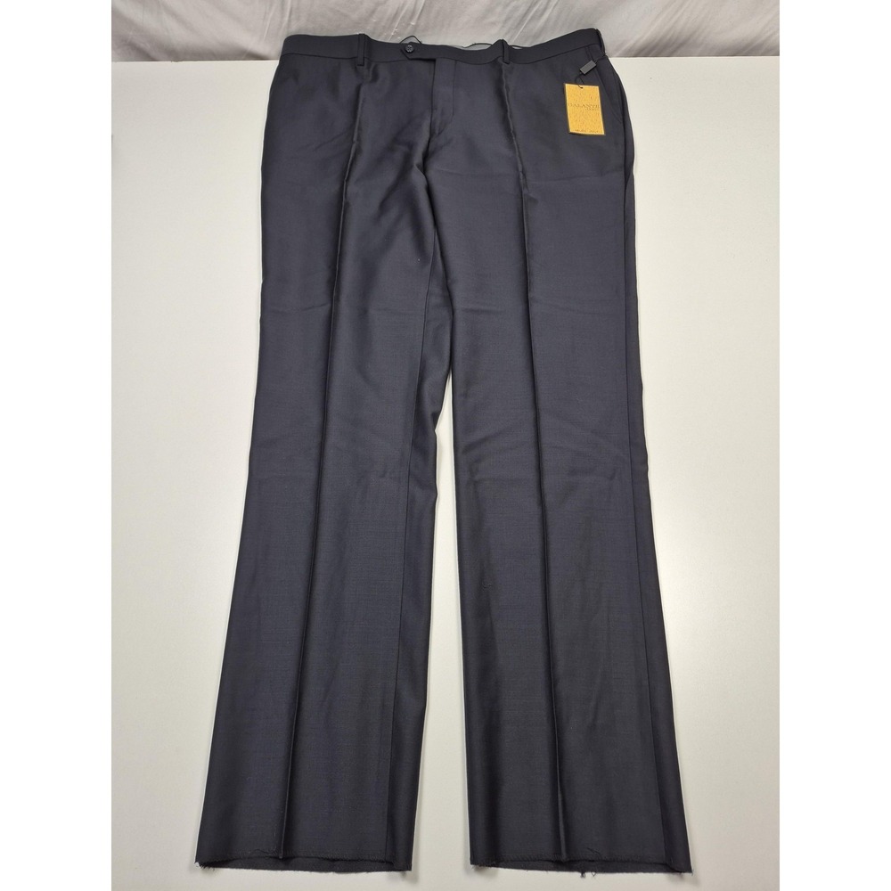 Galante Dress Pants Mens 32x36 Gray Wool Flat Front Straight Flannel Italy NWT